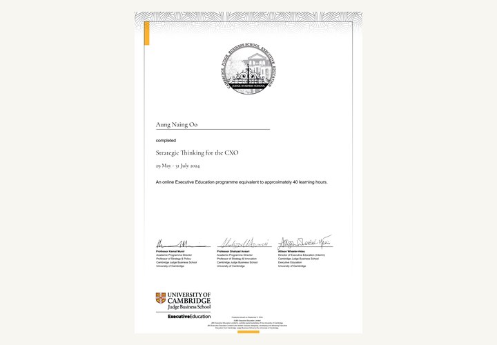 University of Cambridge Judge Business School Strategic Thinking for the CXO certificate thumbnail
